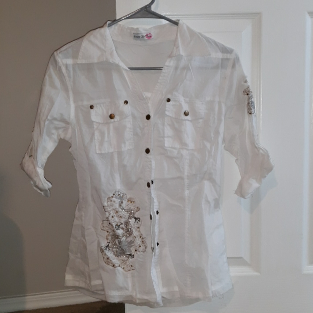 White button down shirt with sequins